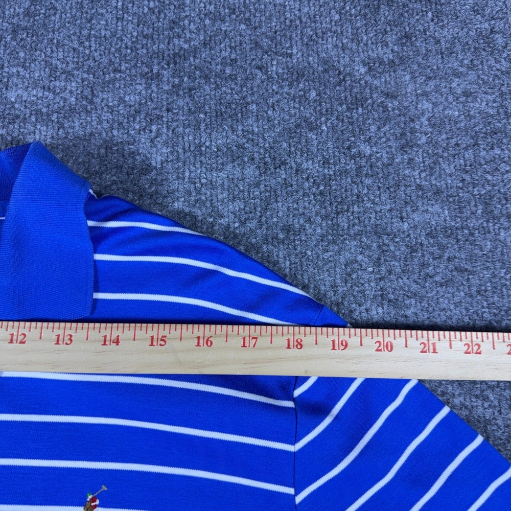 Polo Ralph Lauren Mens Large Blue White Striped Pima Soft Touch Polo Shirt L - Picture 9 of 10